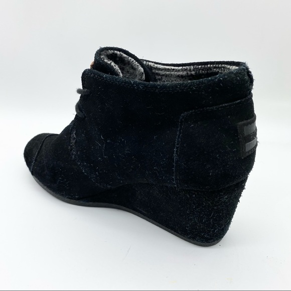 Toms-Black Suede Wedge Booties 7.5 - Picture 2 of 6